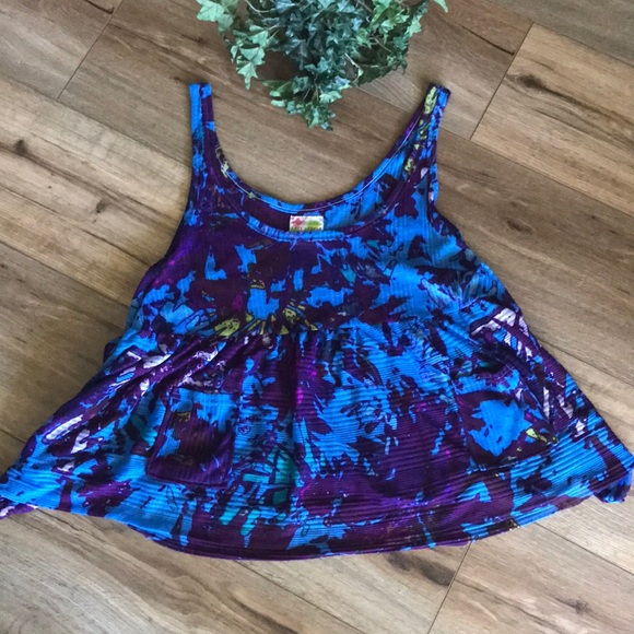 FREE PEOPLE TANK TOP HI-LO HEM Royal blue / Purple Size S - Picture 9 of 16